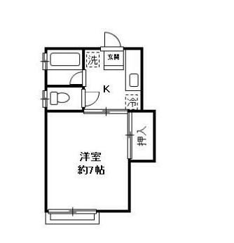 コーポ中原(1K/1階)の間取り写真