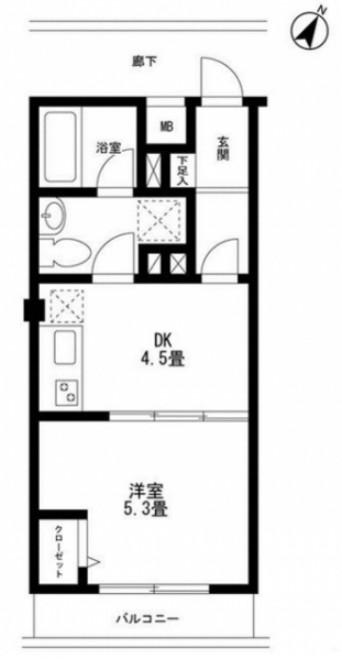 E-HOUSE(1DK/2階)の間取り写真