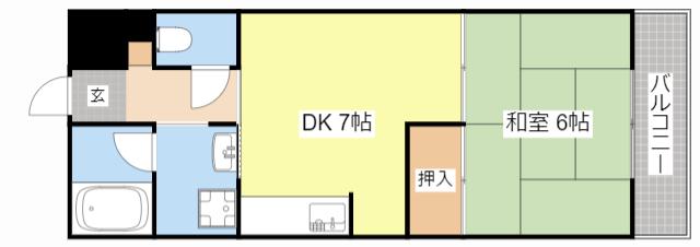 メゾンエイコー能登川II(1DK/6階)の間取り写真