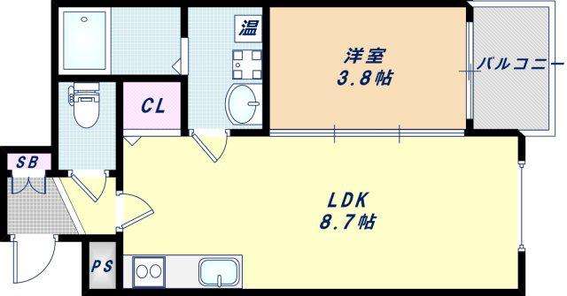 GRANDIR矢田(1LDK/2階)の間取り写真