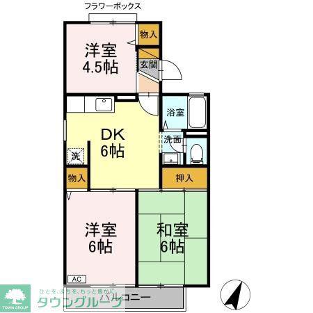 ロイヤルタウン泉D(3DK/2階)の間取り写真