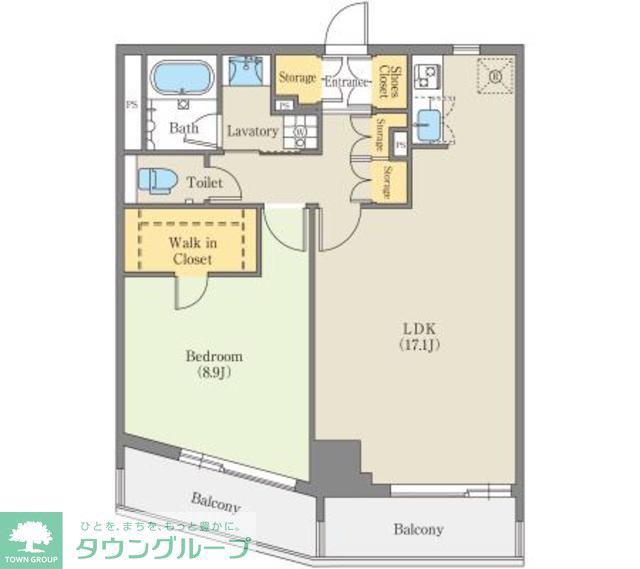 CORNES HOUSE NAGOYA(1LDK/12階)の間取り写真