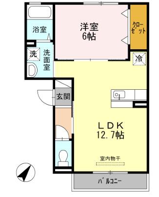 ローテローゼ大塚(1LDK/2階)の間取り写真