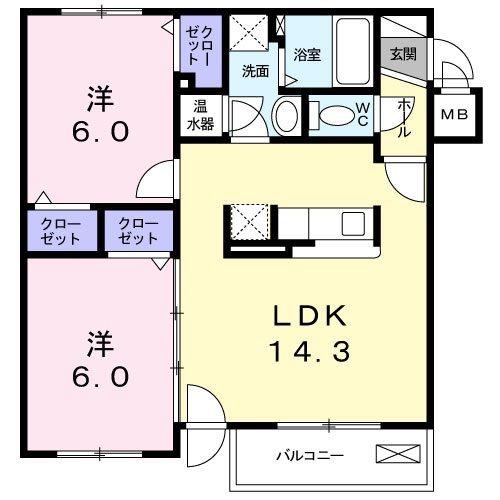 REAREVE北桑園(2LDK/4階)の間取り写真