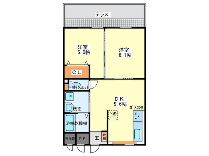 ノーヴァ寝屋川(2DK/1階)の間取り写真