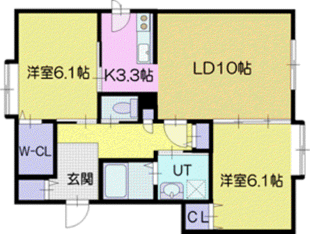 ペルメールK(2LDK/1階)の間取り写真