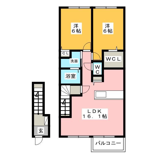 PROGRESS(2LDK/2階)の間取り写真