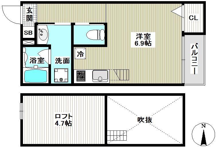 ESCADA SOGA(ワンルーム/2階)の間取り写真