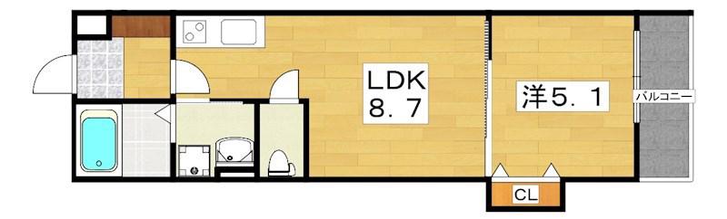 ラモーナ藤阪元町(1LDK/3階)の間取り写真