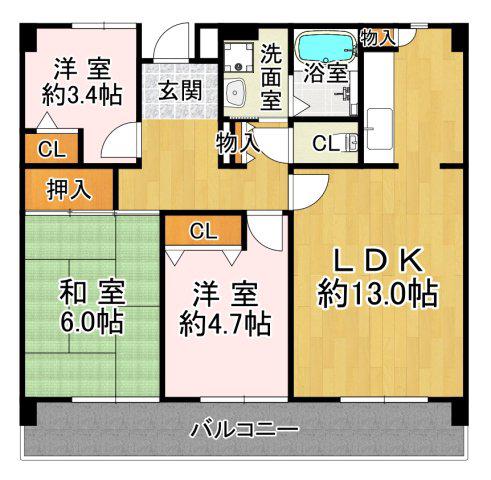 井吹東シティコート(3LDK/1階)の間取り写真