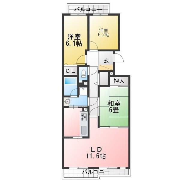 サンパセオ新柏E号館(3LDK/10階)の間取り写真