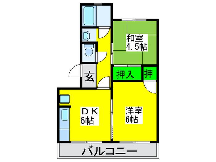 南海ハイツ(2DK/3階)の間取り写真