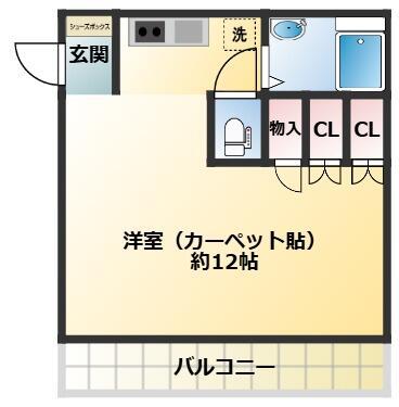 ナカタニビル(ワンルーム/4階)の間取り写真
