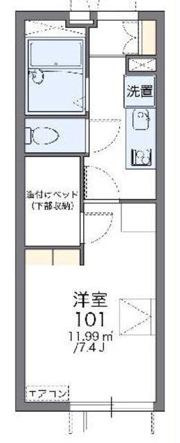 レオパレスウッドタウン(1K/3階)の間取り写真