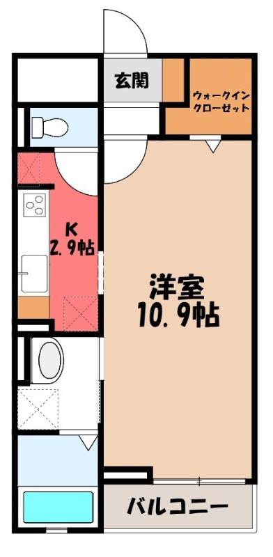 グランドレール高崎(1K/2階)の間取り写真