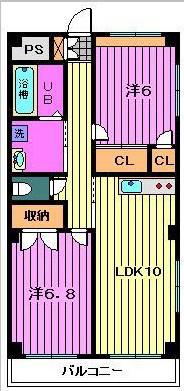 ローレル川口元郷(2LDK/3階)の間取り写真