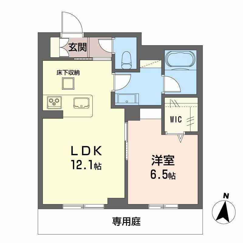 ノルディア野田(1LDK/1階)の間取り写真
