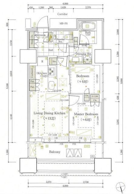 三田ガーデンヒルズ ノースビル棟(2LDK/12階)の間取り写真