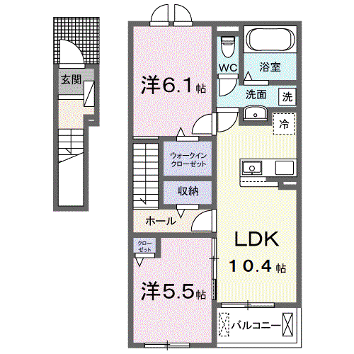 エスシー トリア(2LDK/2階)の間取り写真
