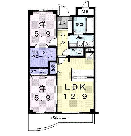 ベル・ウィングII(2LDK/2階)の間取り写真