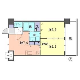 DUO FEEL福岡東(2DK/9階)の間取り写真