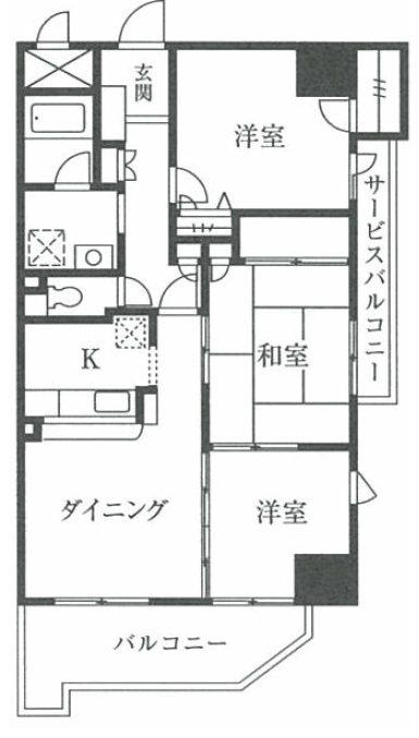 パウロニアビューコート(3DK/4階)の間取り写真
