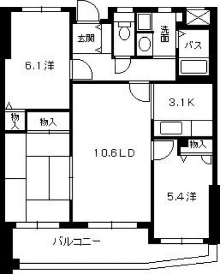ロイヤルシャトー新宮苑(3LDK/3階)の間取り写真