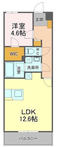 ぱくたうんルナ新通(1LDK/4階)の間取り写真