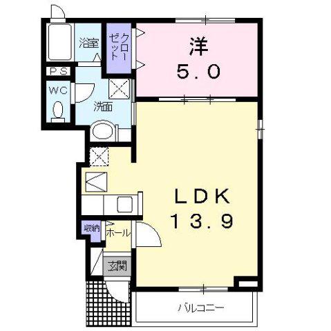 ビオーラ(1LDK/1階)の間取り写真