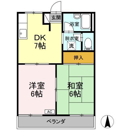フジイハイツ(2DK/1階)の間取り写真
