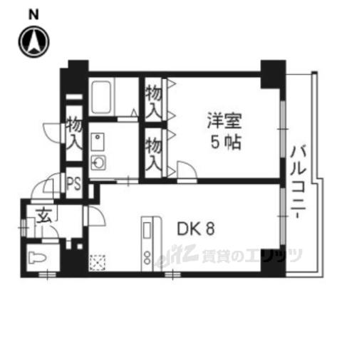 リーガル京都西陣(1LDK/11階)の間取り写真