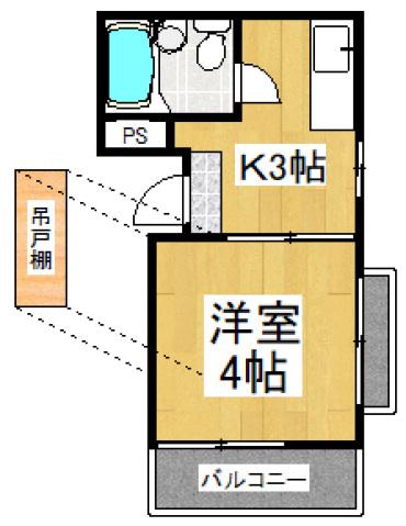グレイスマンション(1K/2階)の間取り写真