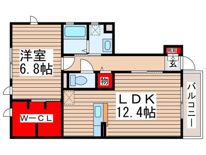 シェルツリーII(1LDK/1階)の間取り写真