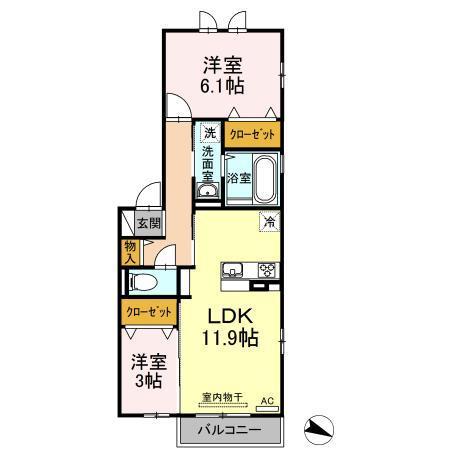 グレイシア(2LDK/2階)の間取り写真