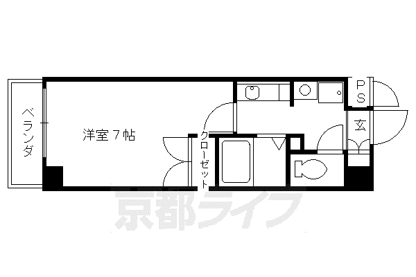 ベラジオ御所東(1K/4階)の間取り写真