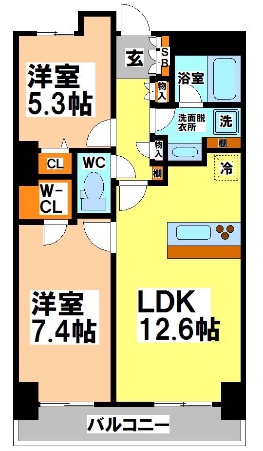 イストワール(2LDK/4階)の間取り写真