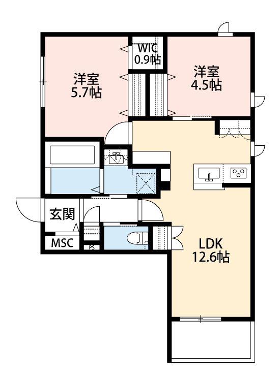 グランレジデンス 所沢(2LDK/1階)の間取り写真