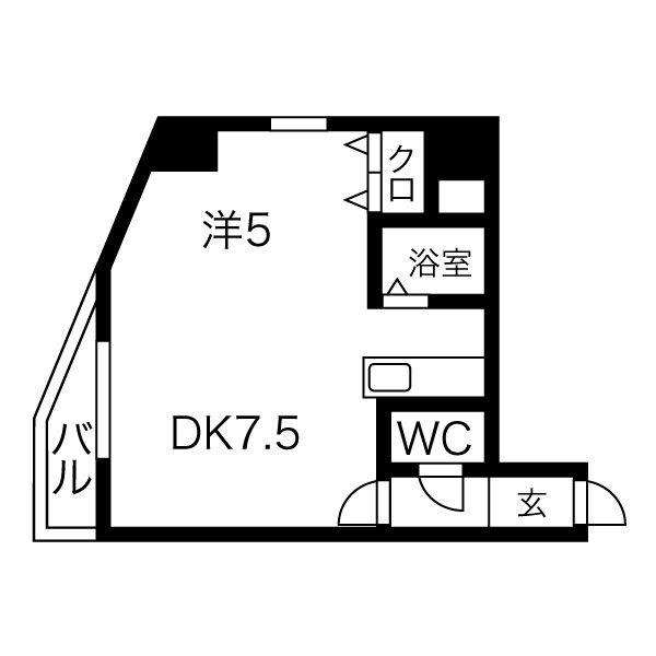 ミラバ澄川(1DK/3階)の間取り写真