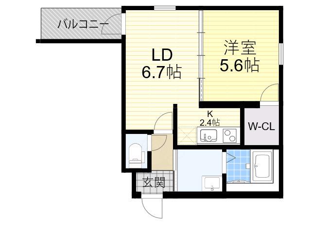 フジパレス清水丘Ⅴ番館(1LDK/2階)の間取り写真