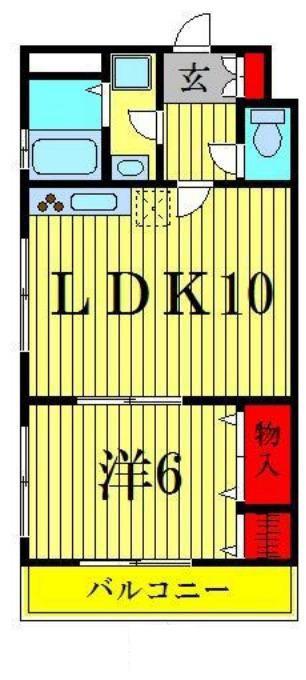 ユーコート錦糸町(1LDK/3階)の間取り写真