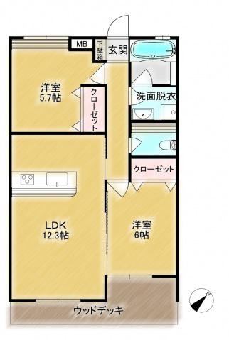IL SOLE(2LDK/1階)の間取り写真