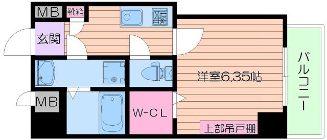 ウィンズコート都島(1K/1階)の間取り写真