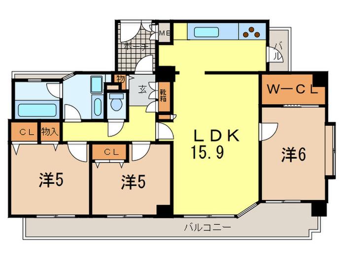 イトーピア苦楽園樋之池町(3LDK/6階)の間取り写真