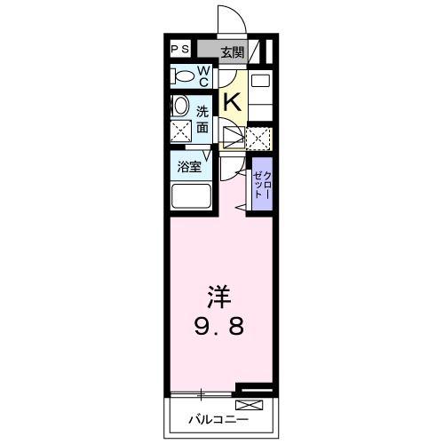 メゾンドソレイユ V(1K/2階)の間取り写真