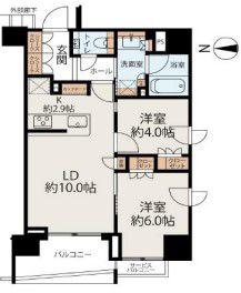 プラウド銀座一丁目(2LDK/6階)の間取り写真