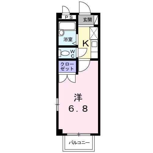 エスペランサB棟(1K/2階)の間取り写真