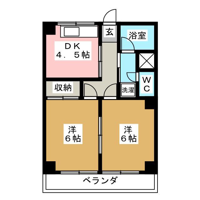 シャルマンサンク(2K/4階)の間取り写真