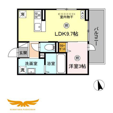 D-ROOM西熊本駅(1LDK/3階)の間取り写真