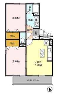 ファミール豊田(2LDK/1階)の間取り写真