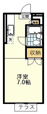 プティ・シァンブル(ワンルーム/2階)の間取り写真